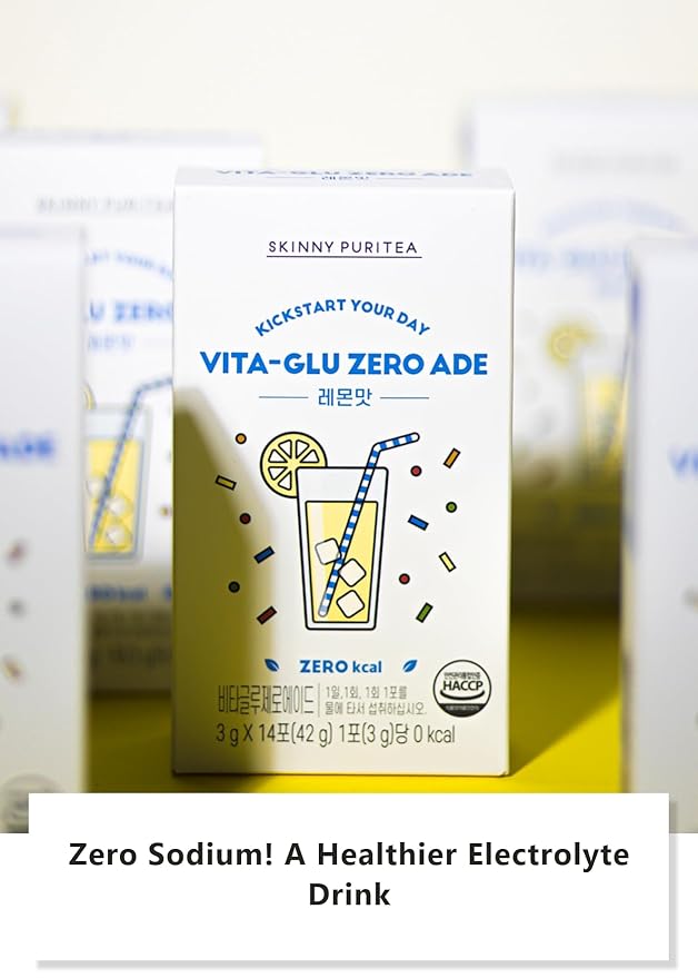 Korean Food Vita glue zero ade(3g*30P) | Lemonade | No Sugar, No Calory, No Sodium | Drinks for dietary | Contains Vitan C Glutathione Hyaluronic acid Elastin | Skinny puritea