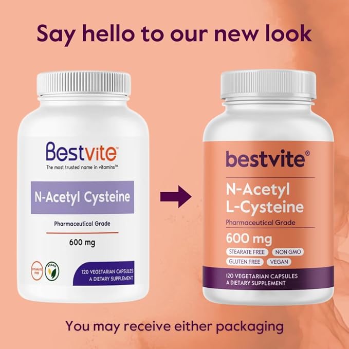 N-Acetyl L-Cysteine (NAC) 600mg Per Capsule (120 Vegetarian Capsules) - No Stearates - Vegan - No Fillers - No Silica - No Gelatin - Gluten Free - Non GMO
