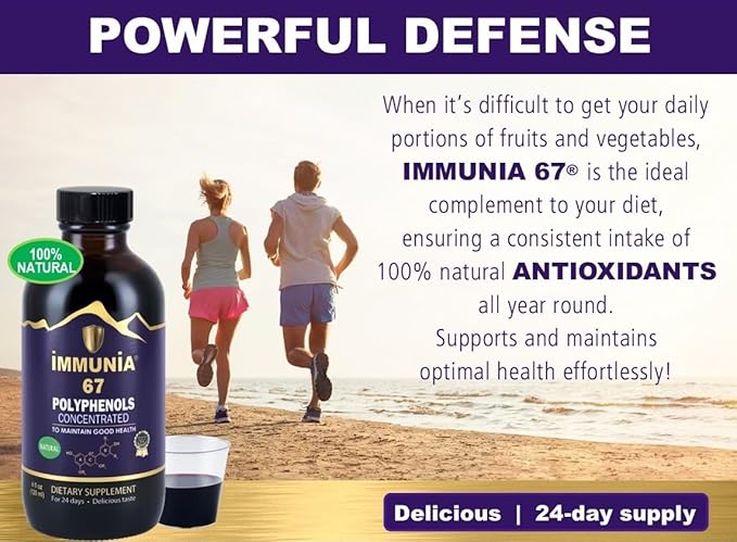 Immunia 67 Polyphenols - Elderberry Concentrate & Antioxidant Fruits. Premium Antioxidant Supplement with 67 Polyphenols (Anthocyanins, Quercetin, Resveratrol, etc.) 24-Day Supply per Bottle (1-Pack)