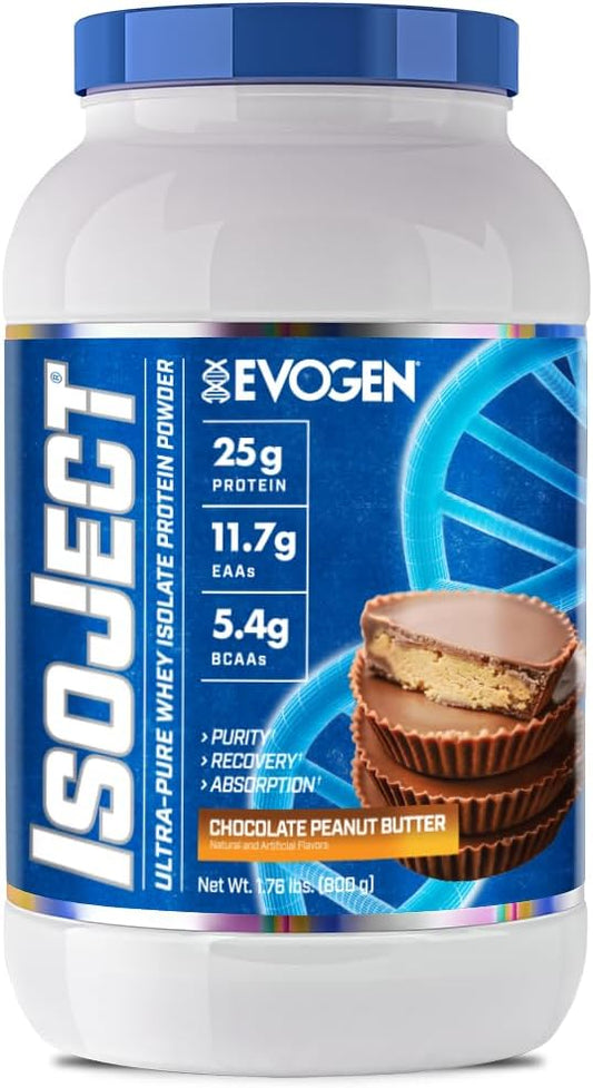 Evogen Isoject - Whey Protein Isolate | Ultra-Pure Whey Protein Powder with Ignitor Enzymes, BCAAs, and EAAs | Enhanced Absorption & Recovery | Chocolate Peanut Butter | 25 Servings