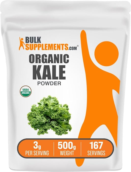 BulkSupplements.com Organic Kale Powder - Greens Powder, Superfood Supplement - Vegan & Gluten Free, 3g per Serving, 500g (1.1 lbs) (Pack of 1)