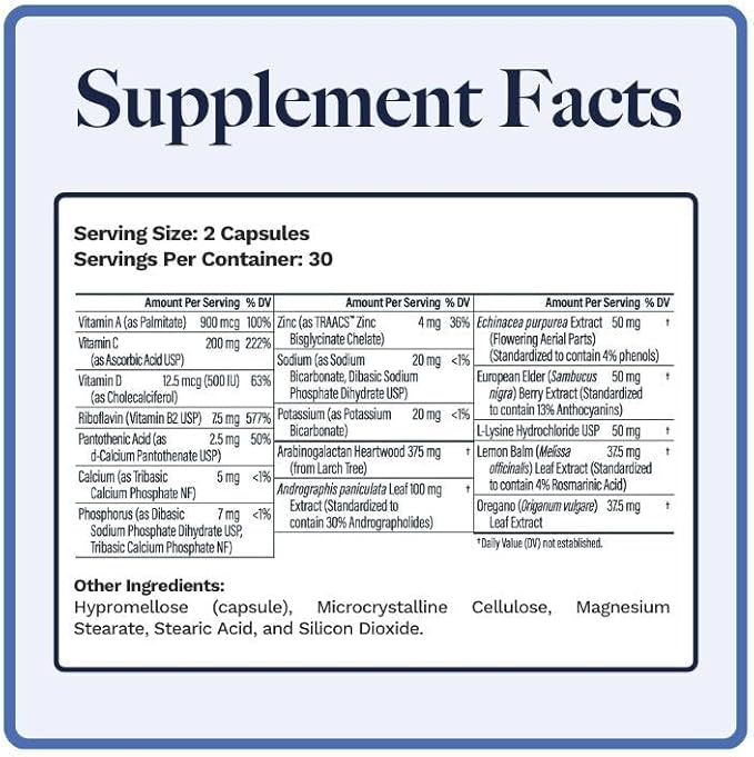 U-Mune | Immune Support w/Elderberry, Echinacea, Oregano | Made in USA | 3rd Party Tested | 60 Capsules