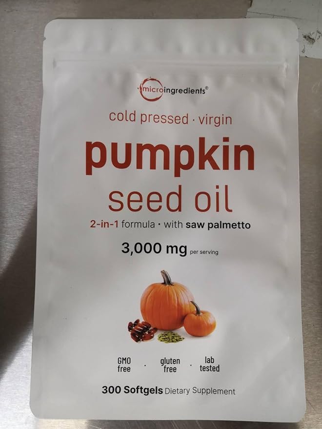 Pumpkin Seed Oil with Saw Palmetto, 3000mg Per Serving, 300 Softgels | Cold Pressed, Pure Virgin Oil, Essential Fatty Acids & Phytosterols | Supports Hair, Urinary, Bladder & Prostate Health | Non-GMO