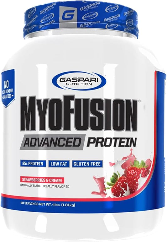 Gaspari Nutrition Myofusion Advanced Protein Powder, Strawberries and Cream, 4.59 Pound