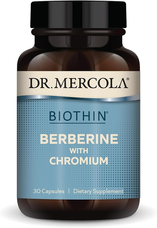 Dr. Mercola Biothin Berberine with Chromium - Supports Healthy Metabolic Function - Enhanced Absorption - Non-GMO, Gluten-Free & Soy-Free - 30 Capsules (30 Servings)