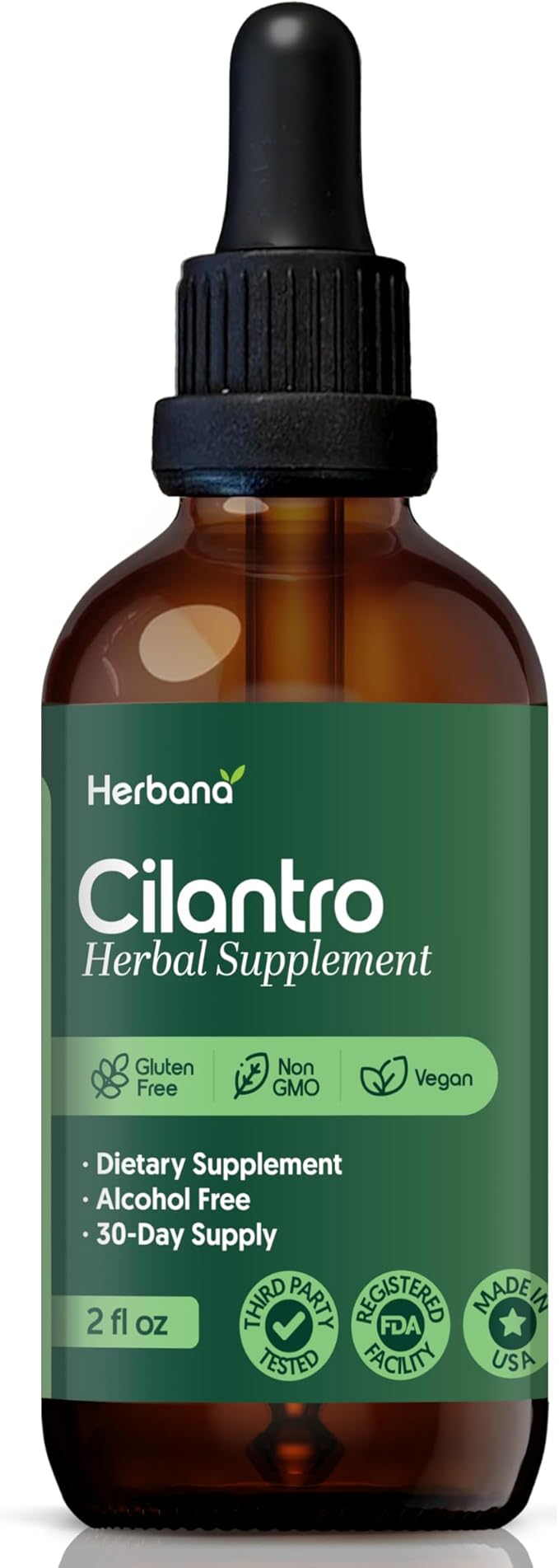 Cilantro Leaf 2 fl oz Liquid Extract - Organic Coriandrum Sativum Drops for Body Cleansing & Detox - Natural Calming Herbal Tincture Supplement for Nervous System
