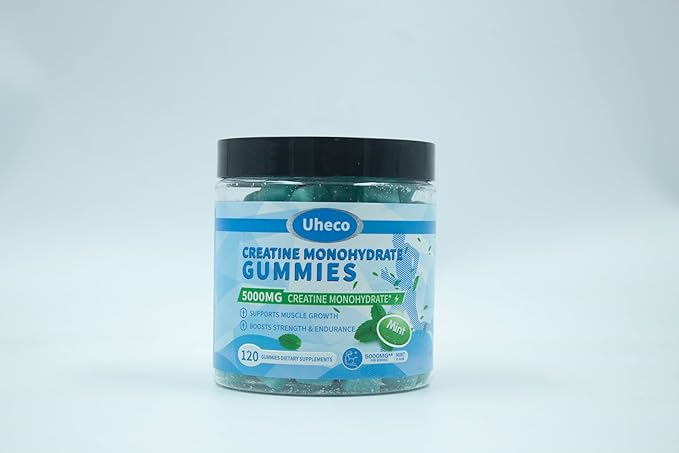 Mint Flavor Creatine Monohydrate Gummies for Men & Women,Contains L-Taurine + Vitamin B12, Betaine, L-Citrulline for Improve Exercise Endurance, Muscle Strength -120 Count