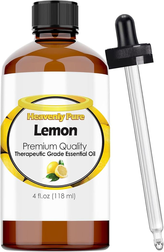 Lemon Essential Oil 4 oz with Dropper for Aromatherapy, Diffuser, Candle, and Mosquitoes (118 ml)