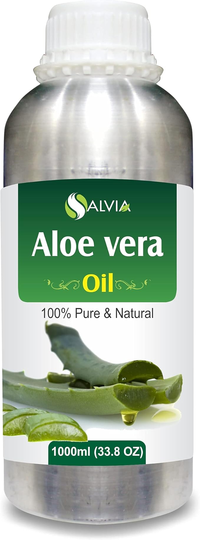 Salvia Aloe Vera Oil (Aloe barbadensis) Carrier Oil - Organic, Undiluted, and Unrefined, Uncut Standard Oil - 1000ml (33.81 Fl oz) Pack of 1