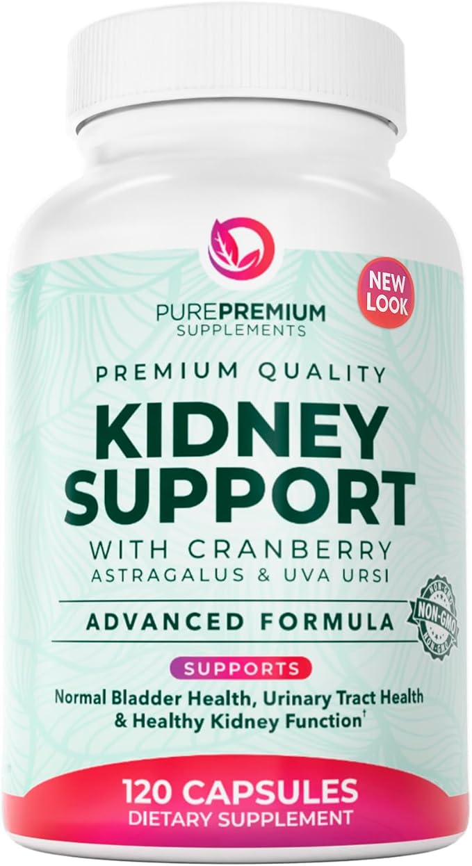 PurePremium Kidney Support Supplement – Kidney Cleanse Detox & Repair with Cranberry Extract & Astragalus - 21-in-1 Complex Supports Normal Bladder, Urinary Tract & Kidneys Health - 120 Day Supply