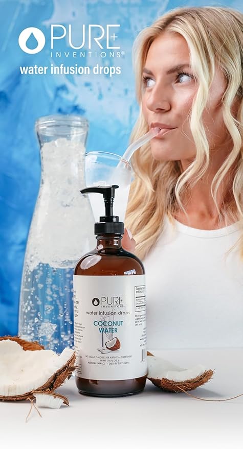 Pure Inventions Coconut Water - Water Enhancer Drops - Electrolyte Hydration - No Sugar, Calories, or Artificial Sweeteners - 30 Servings, 1 oz