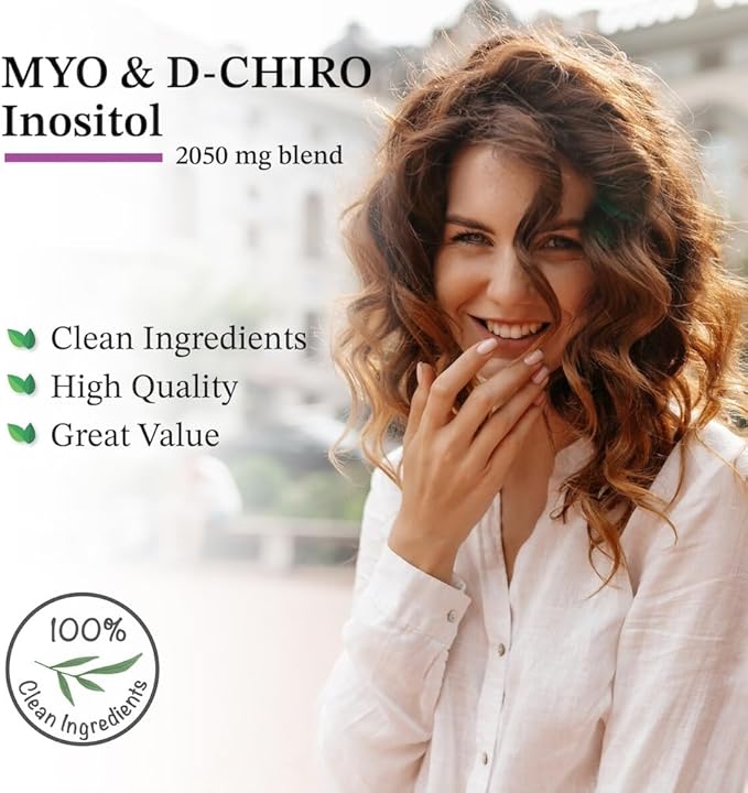 Puregen Labs Inositol Supplement | Myo Inositol & D-Chiro Inositol 2050mg - 120 Veggie Caps | No Harmful Additives | Non-GMO, NO Gluten and Dairy - Made in USA