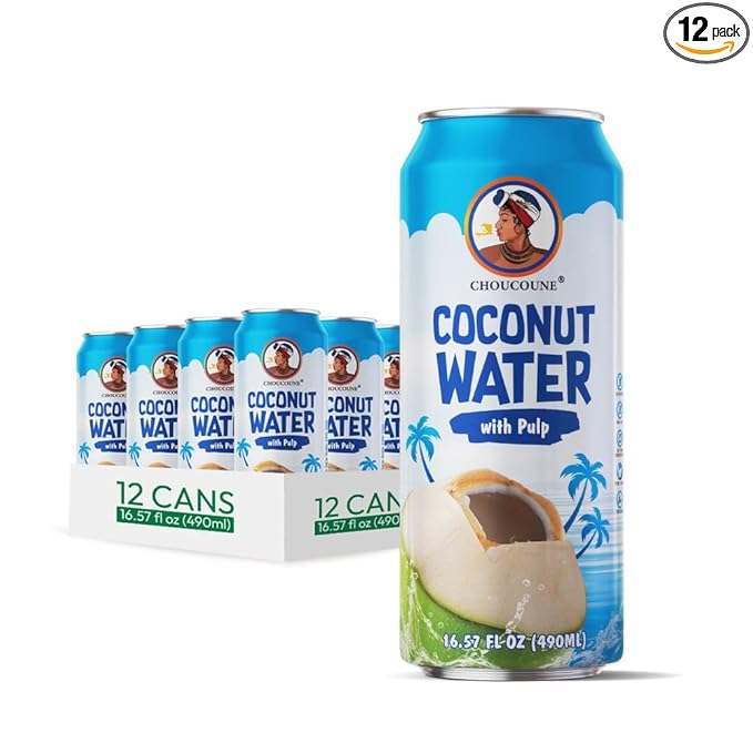 Choucoune Original Coconut Water with Pulp - 100% Natural Hydration Drink - Rich in Calcium & Potassium - Refreshing Non-GMO, Gluten-Free Beverage - Perfect Body Health - 130 Calories (Pack of 12)