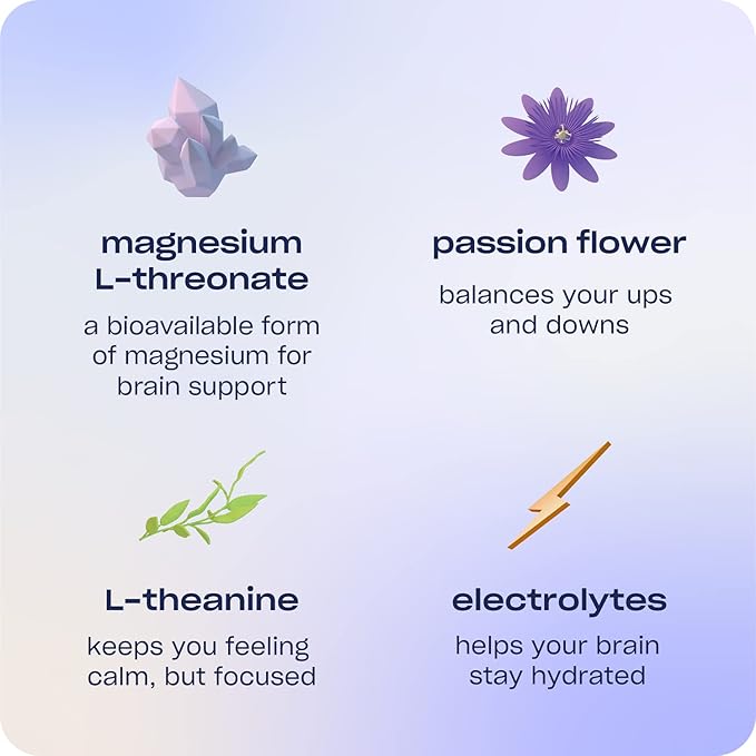 Recess Mood Powder, Calming Magnesium L-Threonate Blend with Passion Flower, L-Theanine, Electrolytes, Magnesium Calm Support Powder Supplement - Unflavored 28 Serving Tub
