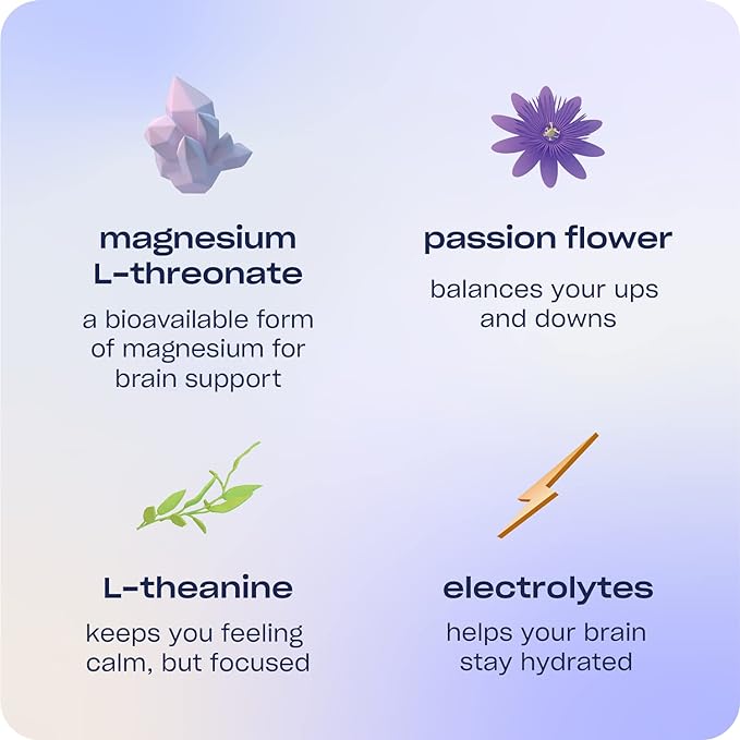 Recess Mood Powder, Calming Magnesium L-Threonate Blend with Passion Flower, L-Theanine, Electrolytes, Magnesium Calm Support Powder Supplement - Lemon Citrus Pack of 10