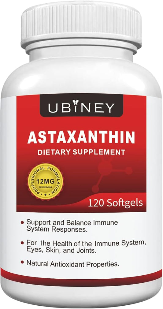 Premium Astaxanthin Supplements 12mg， Softgels 120 Servings, Supports Immune, Skin, Eye & Joint Health-Non-GMO, Gluten-Free, Microalgae Extract Supplement