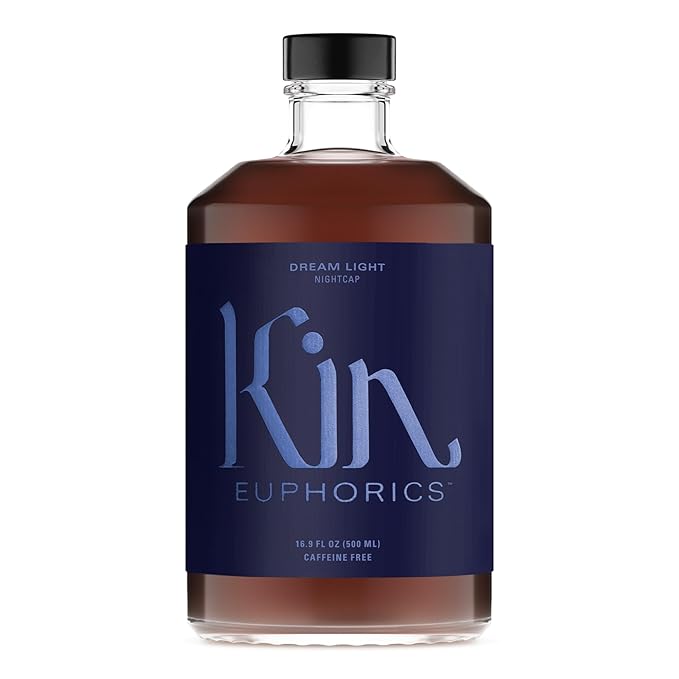 Kin Euphorics Dream Light Non-Alcoholic Soothing Serenity | Adaptogens & Botanicals for Restful Sleep | Reishi Mushroom, L-Theanine, Melatonin | Earthy Oak, Smoky Clove, Spicy Cinnamon | 16.9 fl oz