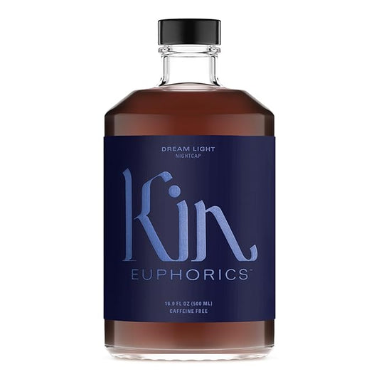 Kin Euphorics Dream Light Non-Alcoholic Soothing Serenity | Adaptogens & Botanicals for Restful Sleep | Reishi Mushroom, L-Theanine, Melatonin | Earthy Oak, Smoky Clove, Spicy Cinnamon | 16.9 fl oz