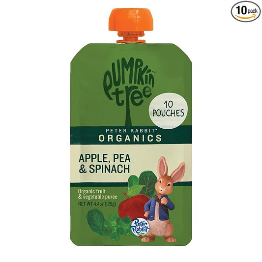 Pumpkin Tree Peter Rabbit Organics, Pea, Spinach and Apple Puree, 4.4-Ounce Pouches (Pack of 10)