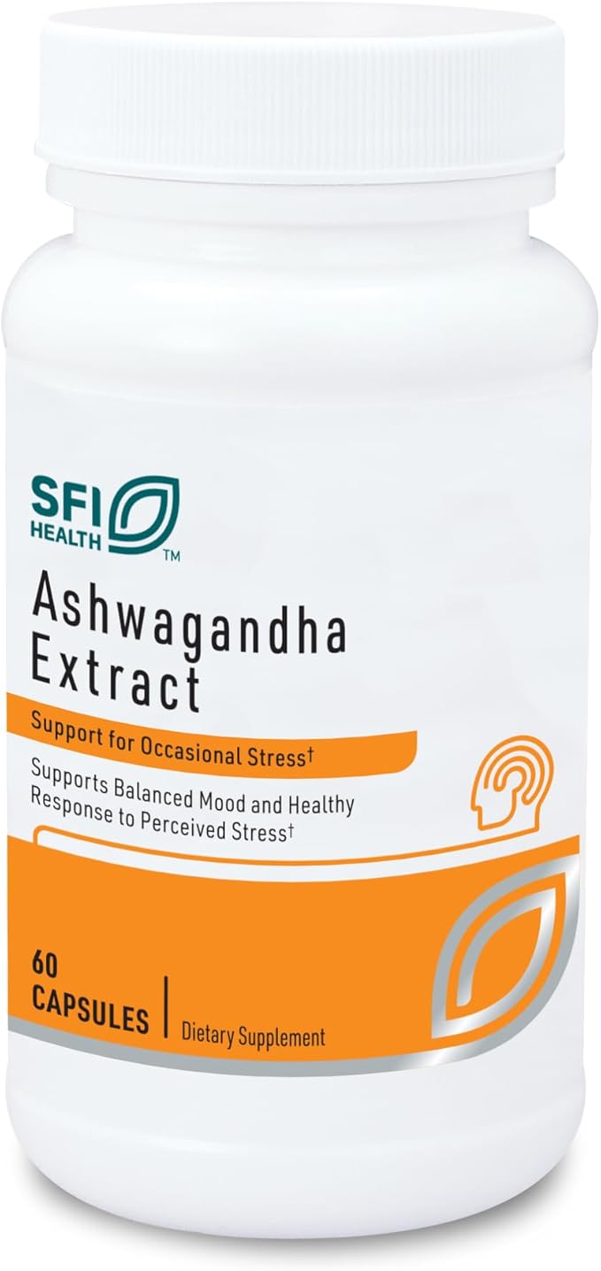 Klaire Labs SFI Health Ashwagandha Extract 300mg - Ashwagandha Supplement to Promote Memory, Cognitive Function & Healthy Stress Response - Hypoallergenic Ashwagandha Root Extract (60 Capsules)