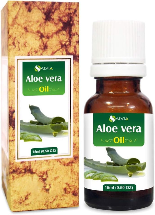 Salvia Aloe Vera Oil Therapeutic Premium Oil with Dropper in Amber Glass Bottle 100% Natural Pure Undiluted Cold Pressed Aromatherapy Carrier Oil (15 ML/0.5Floz)