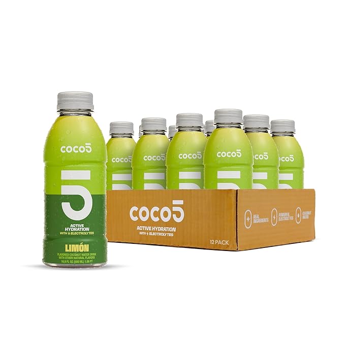 COCO5 Clean Sports Hydration Limon Flavor | 100% Natural | 50% Less Sugar | Nothing Artificial | Non-GMO | Gluten Free | Developed by Pro Trainers for Pro Athletes | 16.9 Ounce (Pack of 12)