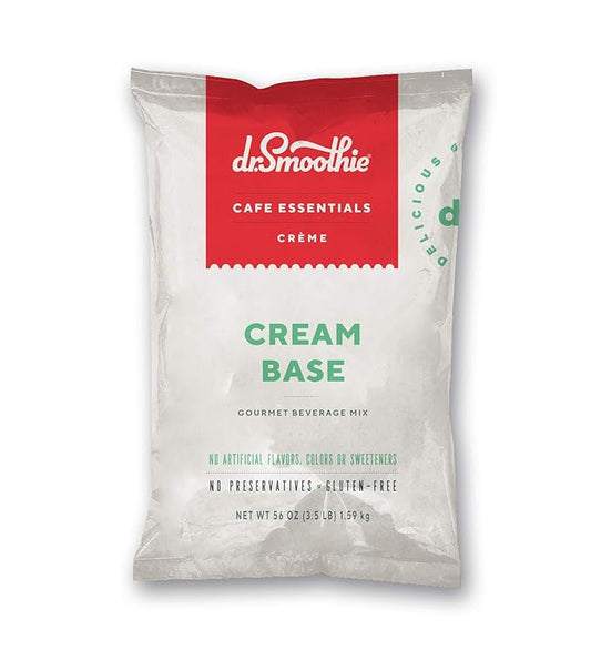 Dr. Smoothie Café Essentials Cream Base – No Artificial Colors, Flavors, or Sweeteners – Shelf Stable – Caffeine-Free – Great for Hot, Iced, & Frozen Frappes (3.5 lb Bag, 30 Servings)