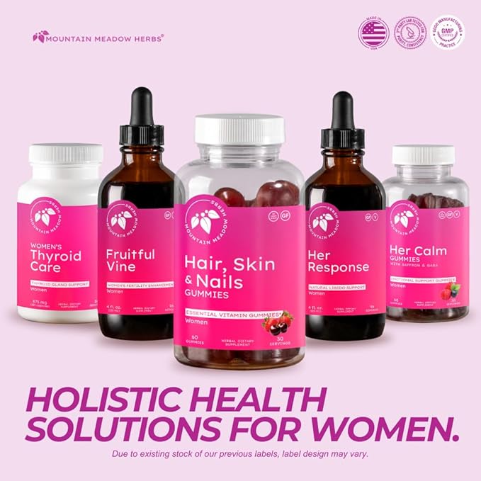 Mountain Meadow Herbs Hair, Skin and Nails Gummies - Essential Daily Support for Lush Hair, Strong Nails, and Radiant Skin with Biotin-Infused Gummies (60 ct)