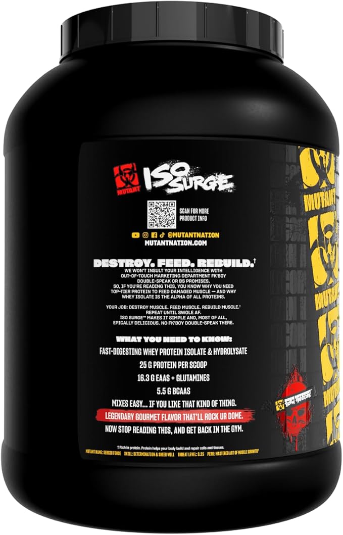 Mutant ISO Surge Whey Protein Isolate Powder Acts Fast to Help Recover, Build Muscle, Bulk and Strength, 5 lb - Strawberry Milkshake