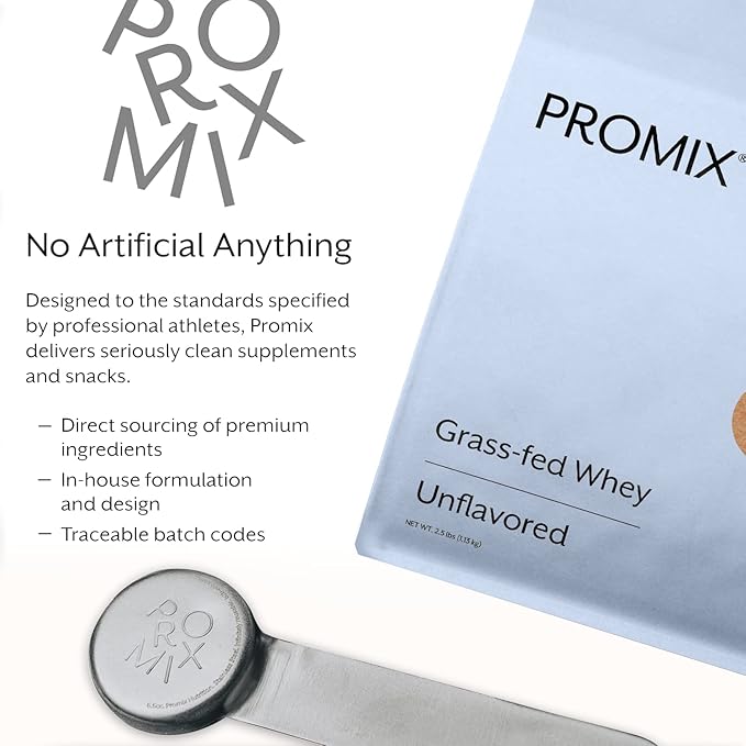 ProMix Nutrition Whey Protein Powder, Unflavored - Grass-Fed - ­Post Workout Fitness & Nutrition Shakes, Smoothies, Baking & Cooking Recipes - Gluten-Free & Keto-Friendly - 2.5 Pound (Pack of 1)
