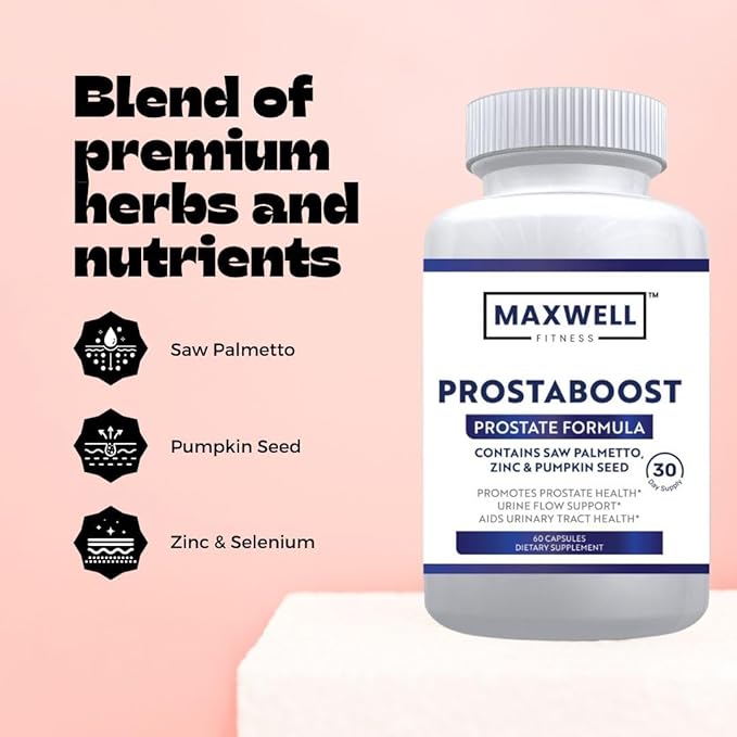 PureProsta Boost Prostate Support Supplement with Saw Palmetto, Zinc, Pumpkin Seed Herbal Blend Promotes Prostate Health, Urine Flow Support, and Urinary Tract Health - 300 Capsules