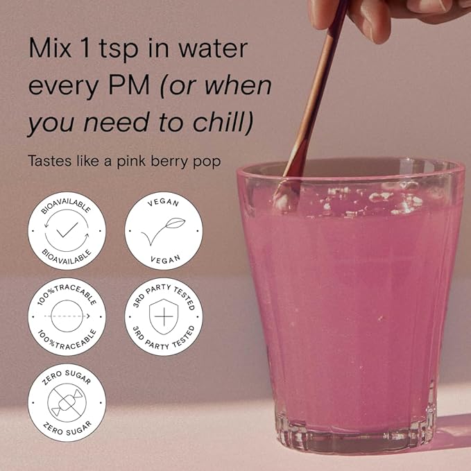 Moon Juice - Magnesi-Om, Berry - Sticks (18 Servings) - Support Brain Health & Rest - Magnesium Powder - L-Theanine - Regularity - Compostable - 100% Traceable - Vegan & Non GMO - 0.14oz