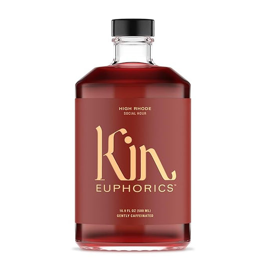 Kin Euphorics High Rhode Non-Alcoholic Aperitif | Elevate Your Social Hour | Adaptogens, Nootropics & Botanicals | Rhodiola Rosea, 5-HTP, GABA | Citrus, Bitters & Spices | 16.9 fl oz
