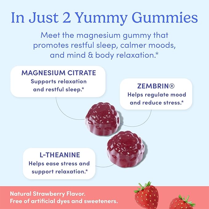 FIRST DAY Women’s Nighttime Reset Calming Magnesium Gummies – Sleep Aid Supports Peaceful Rest, Balanced Mood & Energy – Supplement with Magnesium Citrate, L-Theanine & No Melatonin – 30-Day Supply