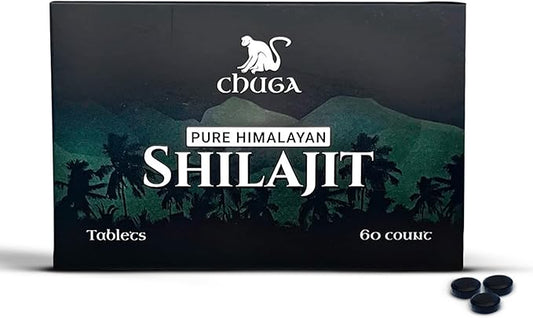 Chuga Pure Himalayan Shilajit Tablets for Men & Women | Chuga Shilajit | Organic | Harvested 16,000 Feet | Lab Tested in USA, 75+ Fulvic Acid, Grade A, Immune Booster, Shilajit Tablets (2 Pack)