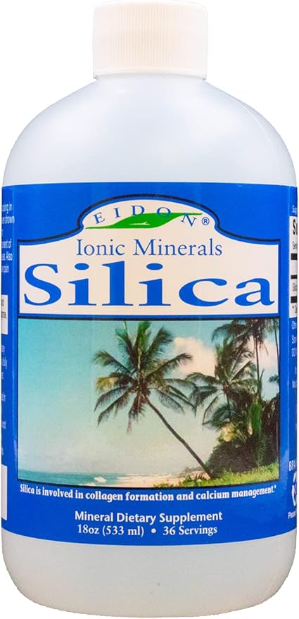 Eidon Ionic Minerals Liquid Silica Mineral Concentrate - Silica Supplement for Hair, Skin and Nails, Silica Drops to Support Collagen Production, Joint and Bone Health, Helps Manage Calcium - 18 oz