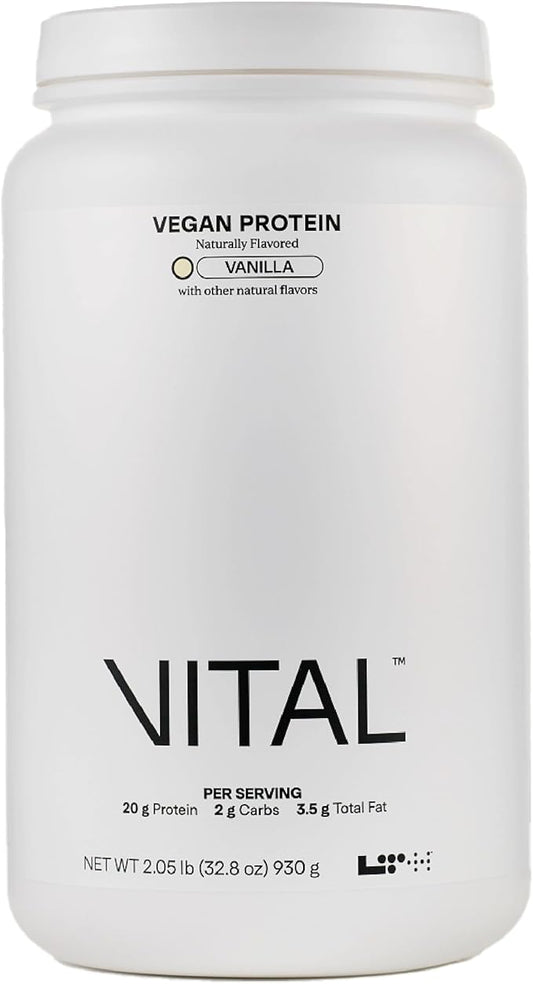 Vital Vegan Protein - Trusted by Life Time Fitness Members - Plant-Based Protein Powder Made from Pea Protein - Supports a Healthy Immune System - Dairy Free & Soy Free - Vanilla, 30 Servings