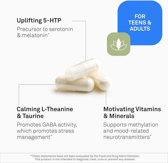NeuroScience Mood Support Supplement - TravaCor - L Theanine Supplement with 5-HTP & More to Help Soothe Stress, Encourage Calm Sleep & Aid Healthy GABA Activity (120 Capsules)