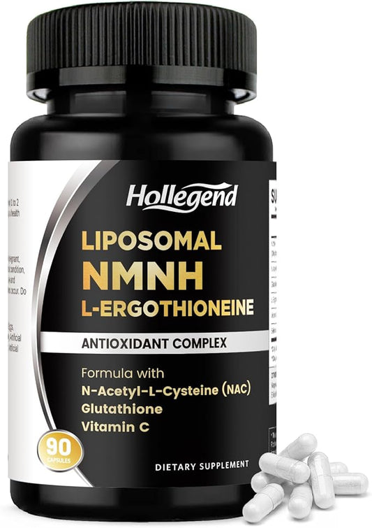 Liposomal NMNH & Ergothioneine Supplement, 6 in 1 Complex with NAC, Glutathione, Vitamin C & Selenium, for Women & Men, Healthy Aging, Antioxidant & Immune Support, 90 Capsules