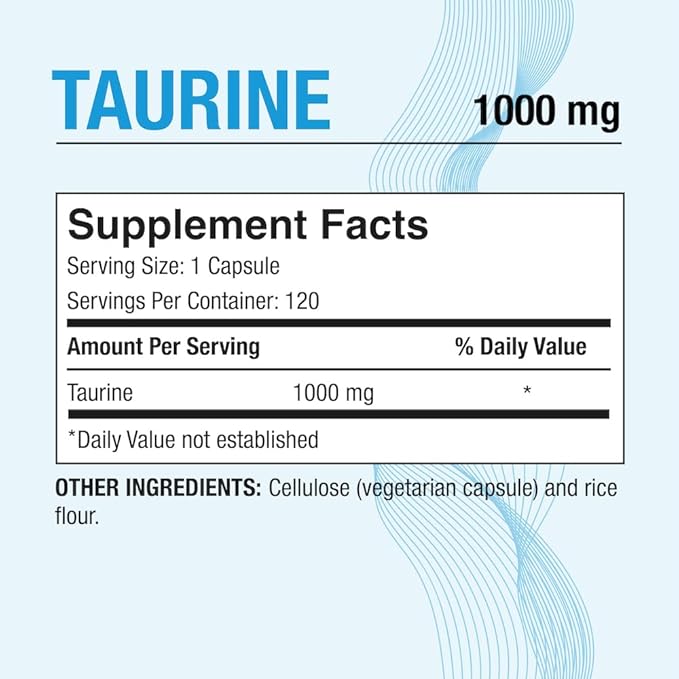 Puregen Labs Taurine 1000mg [High Potency] Total 240 Veg Capsules | No Harmful Additives | Non-GMO, NO Gluten and Dairy, Supports Heart Health and Muscle Recovery | Made in USA
