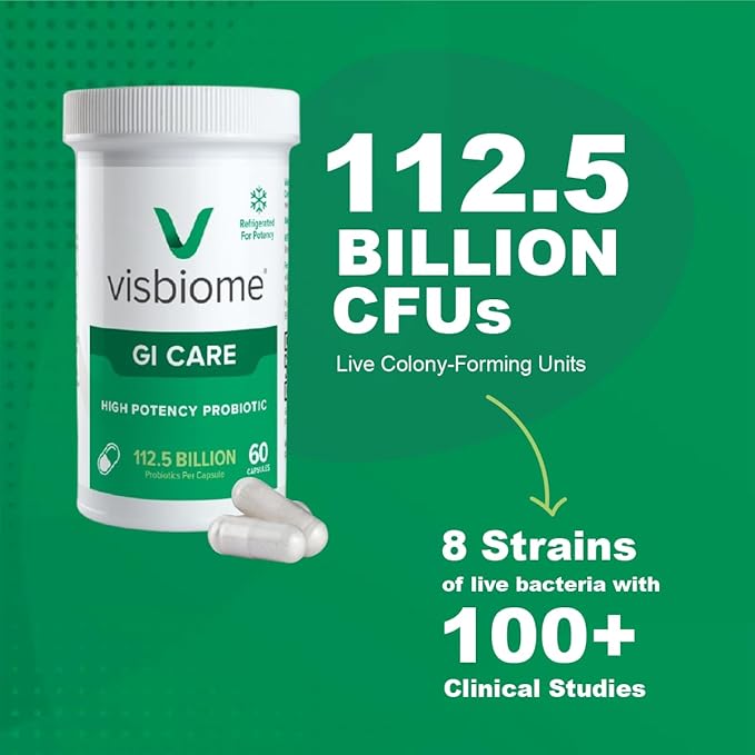 Visbiome® GI Care - High Potency Probiotic - 112.5 Billion CFU Live Probiotics, Original De Simone Formulation, Made in USA, 120 Capsules.