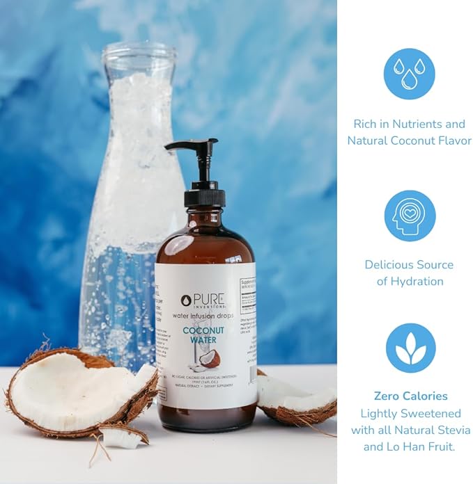 Pure Inventions Coconut Water - Water Infusion Drops - No Sugar, Calories, or Artificial Sweeteners - 500 servings - 16oz Bottle