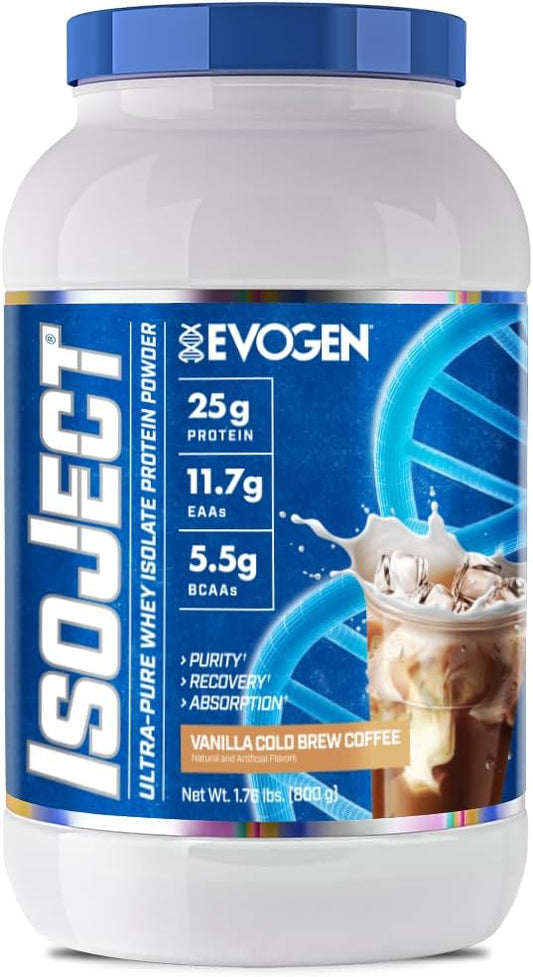 Evogen Isoject - Whey Protein Isolate | Ultra-Pure Whey Protein Powder with Ignitor Enzymes, BCAAs, and EAAs | Enhanced Absorption & Recovery | Vanilla Cold Brew Coffee | 25 Servings
