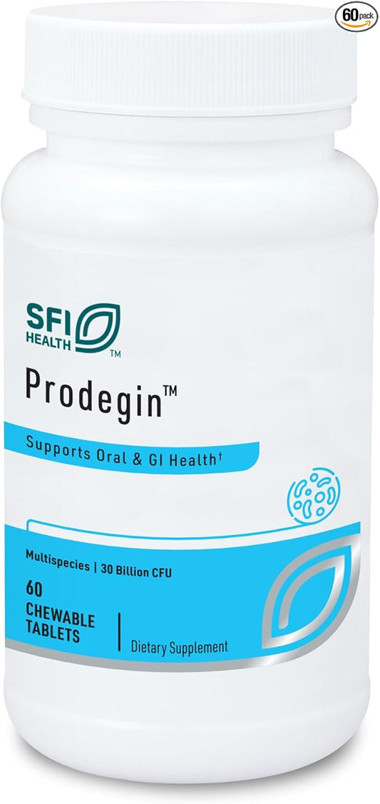 Klaire Labs Prodegin Chewable Probiotic - Powerful Oral Health Support 30 Billion CFU Blend with L. salivarius for Men & Women, Hypoallergenic, Post-Bariatric & GI Support (60 Tablets)