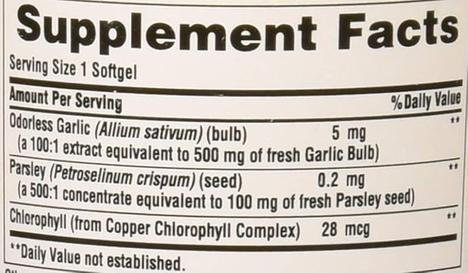Puritan's Pride Odorless Garlic & Parsley 500 Mg / 100 Mg, 250 Count (Pack of 2)