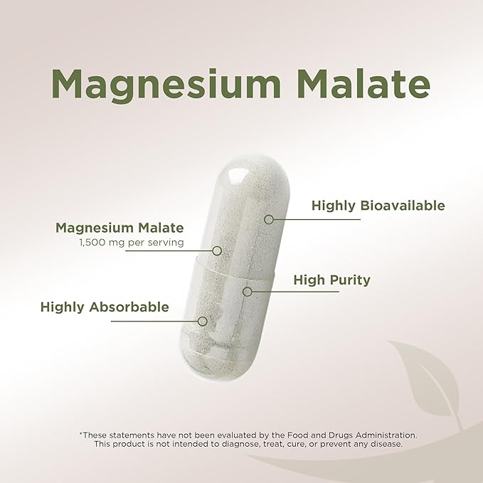 Gade Nutrition Magnesium Supplement as Magnesium Malate | Vegetable Capsules 1,500 mg Made with Calm Magnesium Powder | Magnesium Complex Made in USA