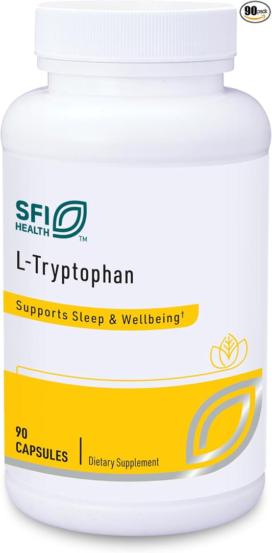 Klaire Labs SFI Health L-Tryptophan - 2000 Milligrams Amino Acid Precursor to Serotonin & Melatonin, Mood & Sleep Support (90 Capsules)