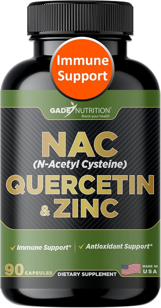 Gade Nutrition NAC Supplement n-Acetyl cysteine with Quercetin & Zinc | Immune Support Supplement with n Acetyl cysteine | Vegetable Capsules | USA Made