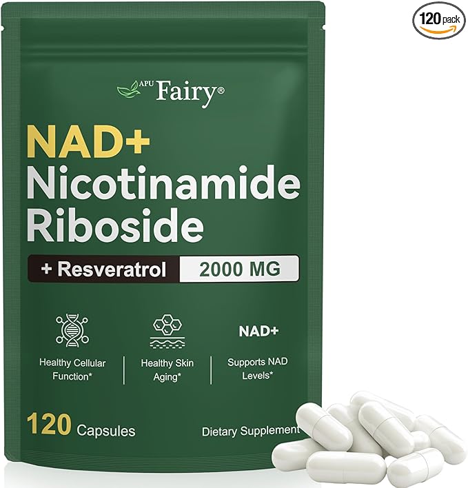 NAD Supplement,Nicotinamide Riboside,Extra Strength,Boost NAD & Resveratrol + for Women & Men,Energy Anti-Aging,Cell Regeneration,120 Capsules