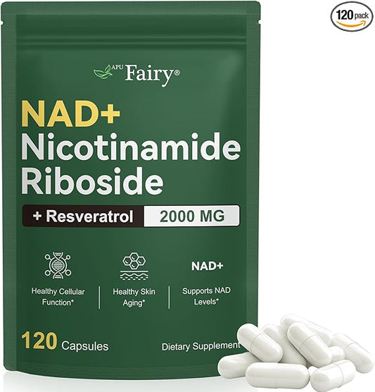 NAD Supplement,Nicotinamide Riboside,Extra Strength,Boost NAD & Resveratrol + for Women & Men,Energy Anti-Aging,Cell Regeneration,120 Capsules